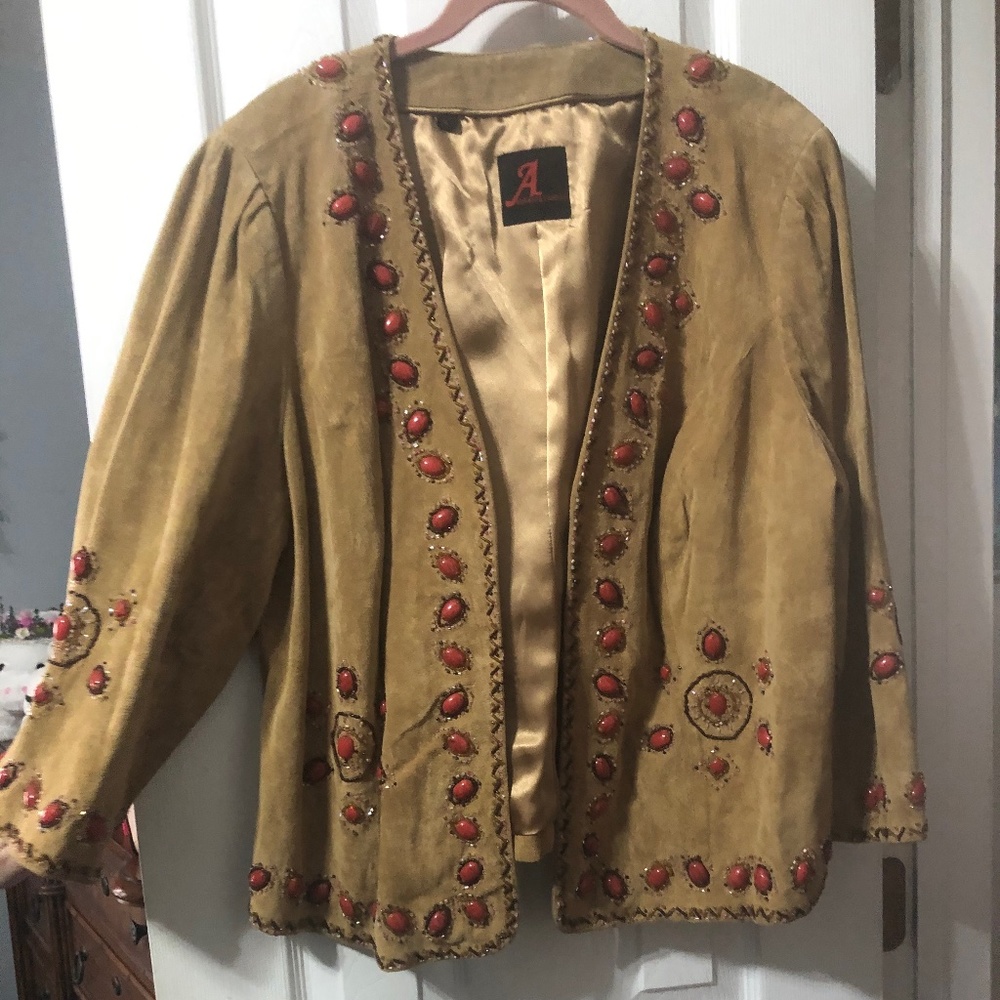 Ladies tan beaded jacket
